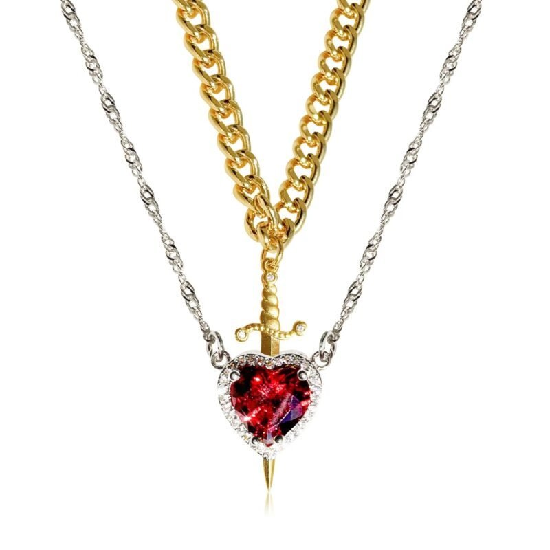 Heart & Sword Necklace Set - Image 8