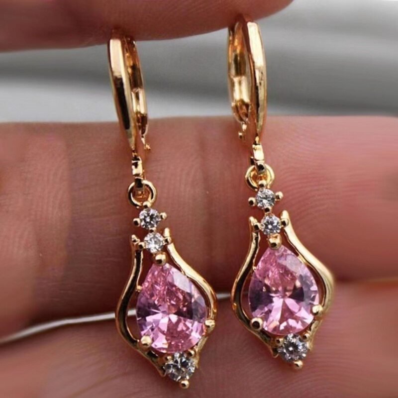 Purple Zircon Drop Earrings - Image 10
