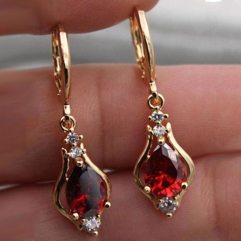Purple Zircon Drop Earrings - Image 3