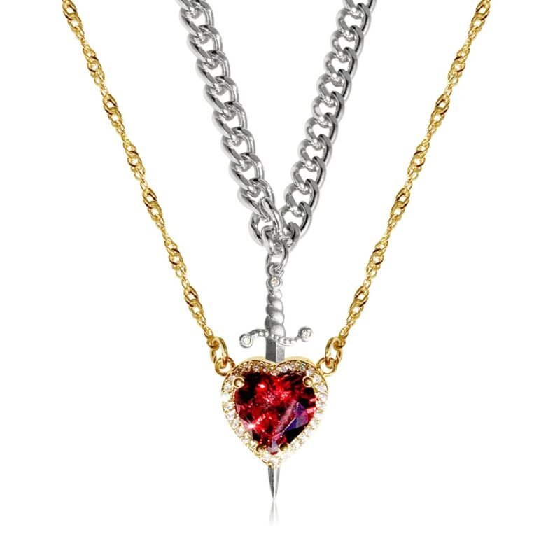 Heart & Sword Necklace Set - Image 9