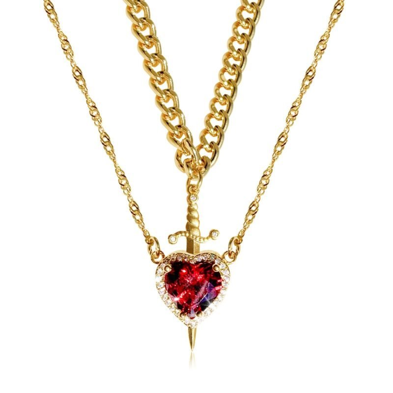 Heart & Sword Necklace Set - Image 6