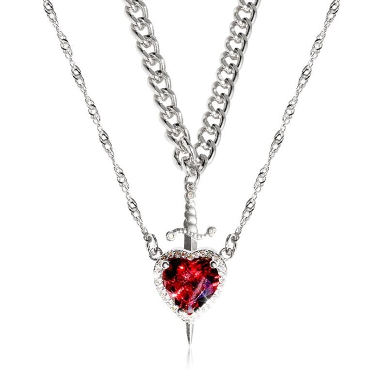 Heart & Sword Necklace Set - Image 5