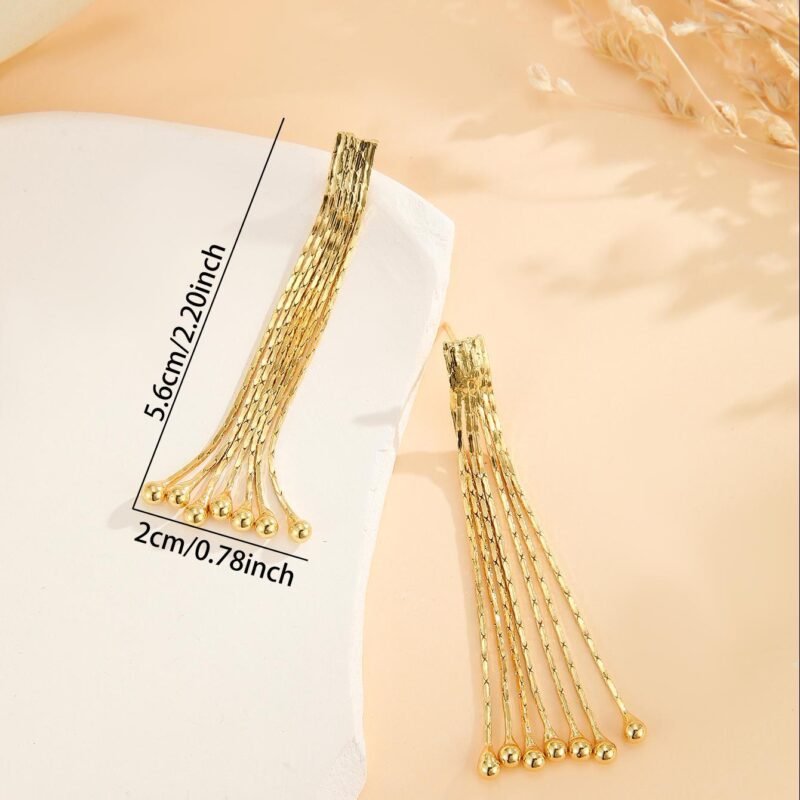 Gold Bead Tassel Earrings - Image 6