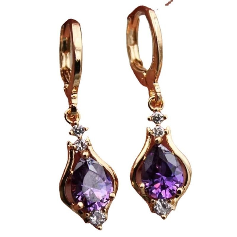 Purple Zircon Drop Earrings - Image 4