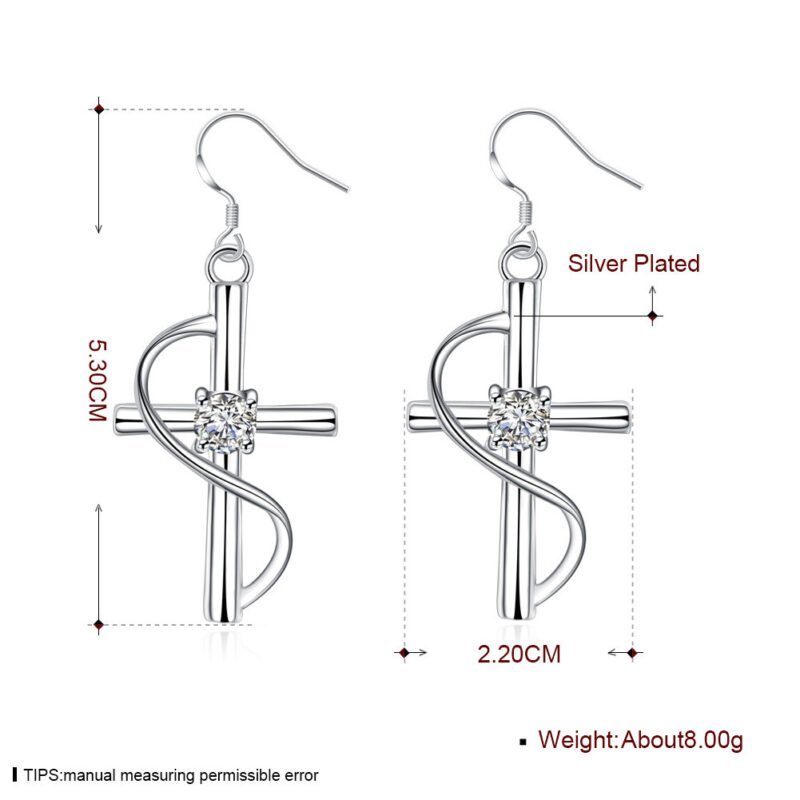 Elongated Cross Earrings - Image 3